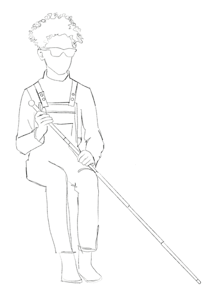 blind human sitting