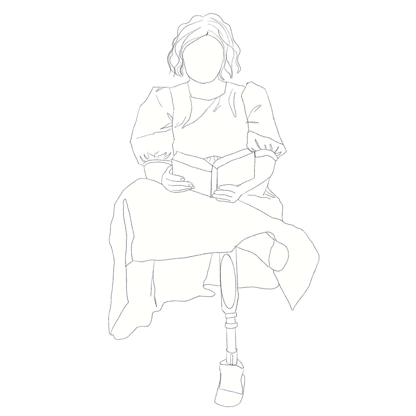 human with prosthesis reading