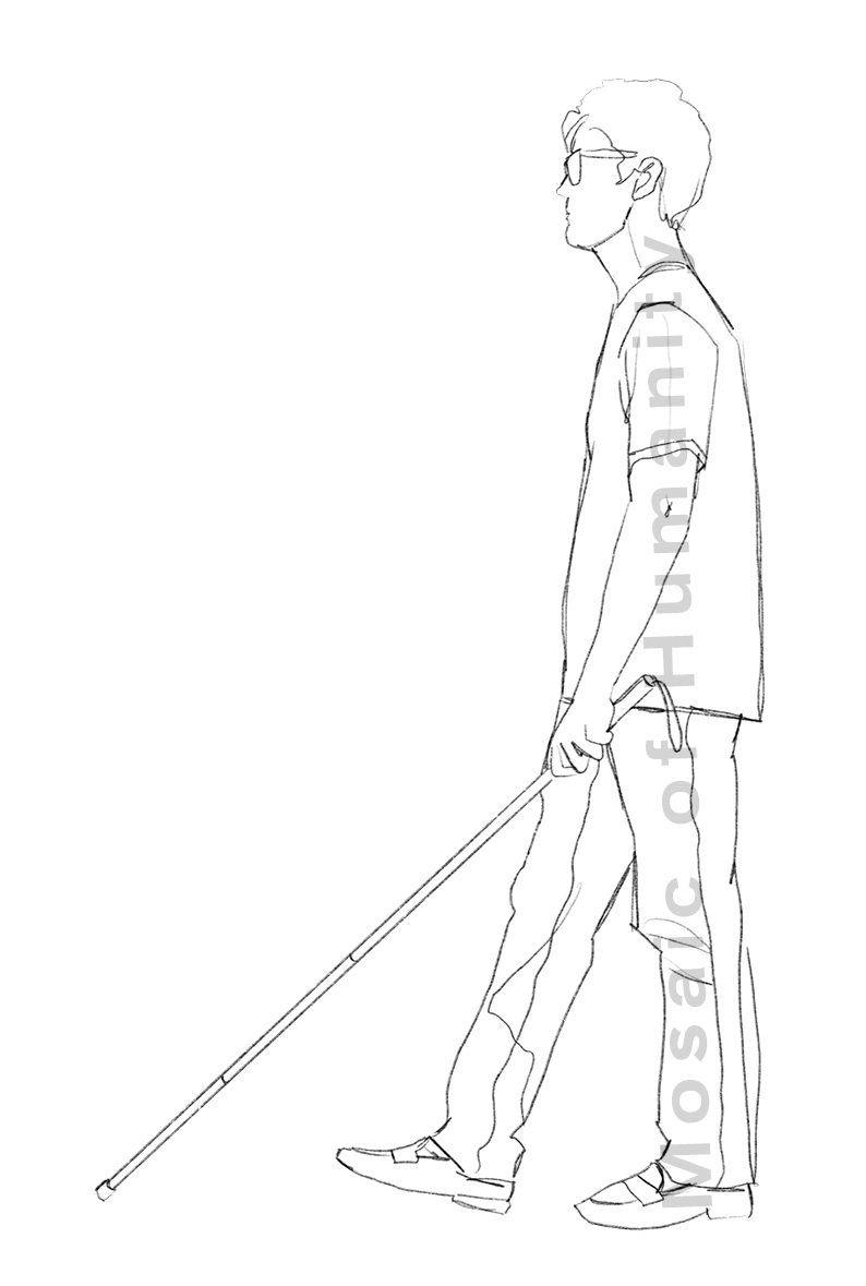 blind human walking