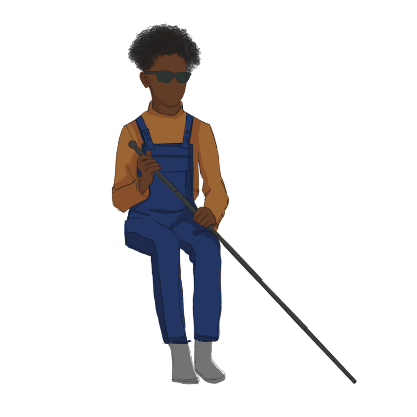 blind human sitting