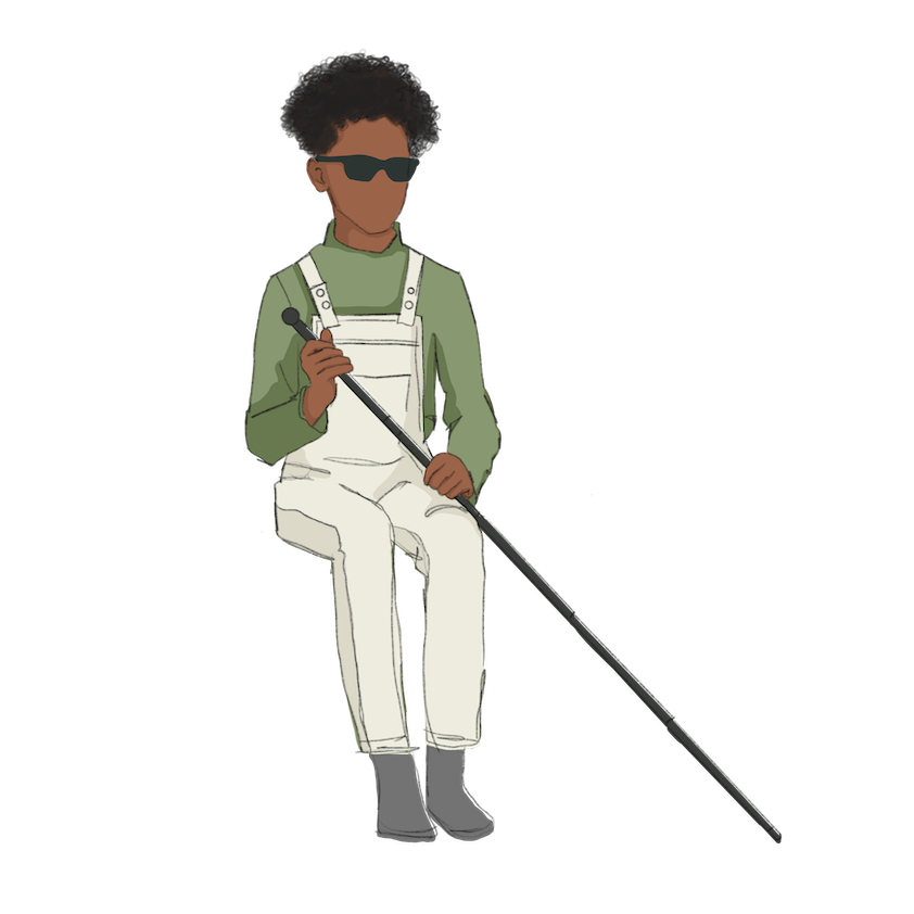blind human sitting