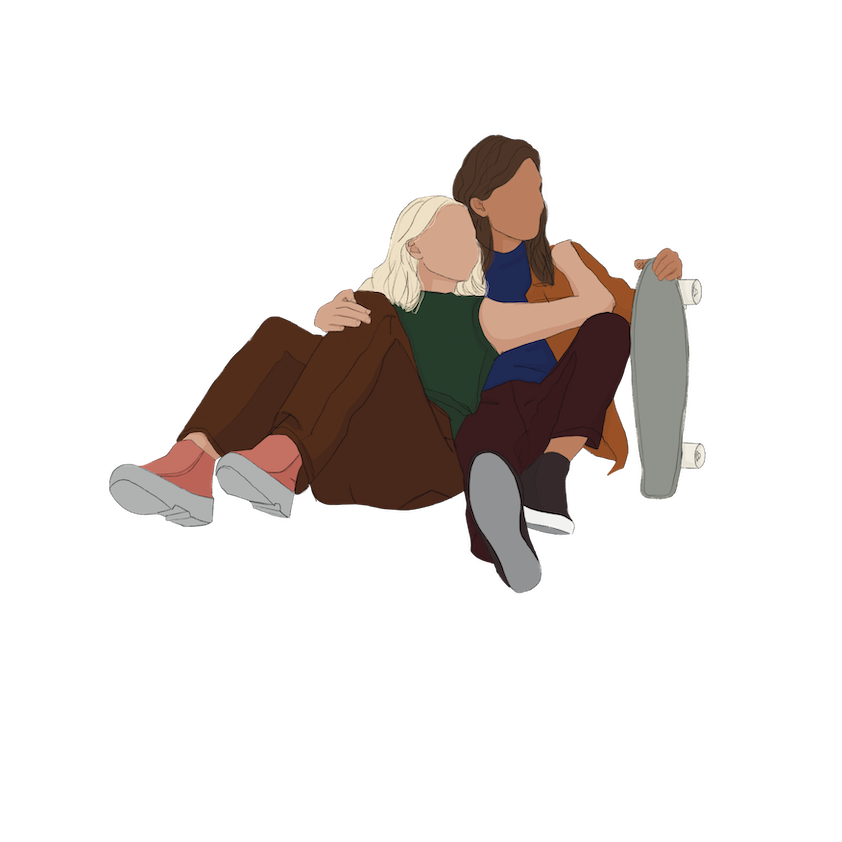 couple with skateboard