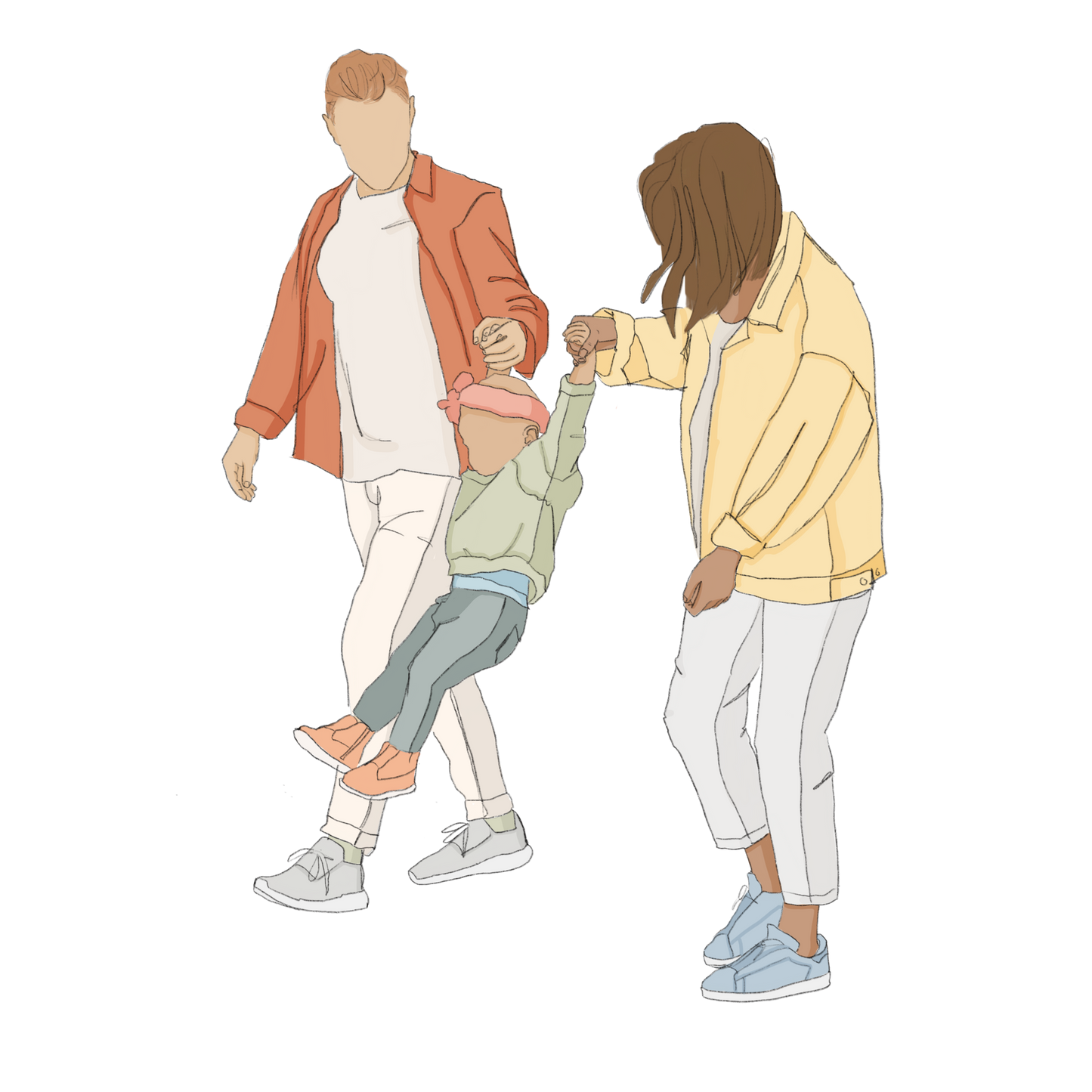 couple walking with child