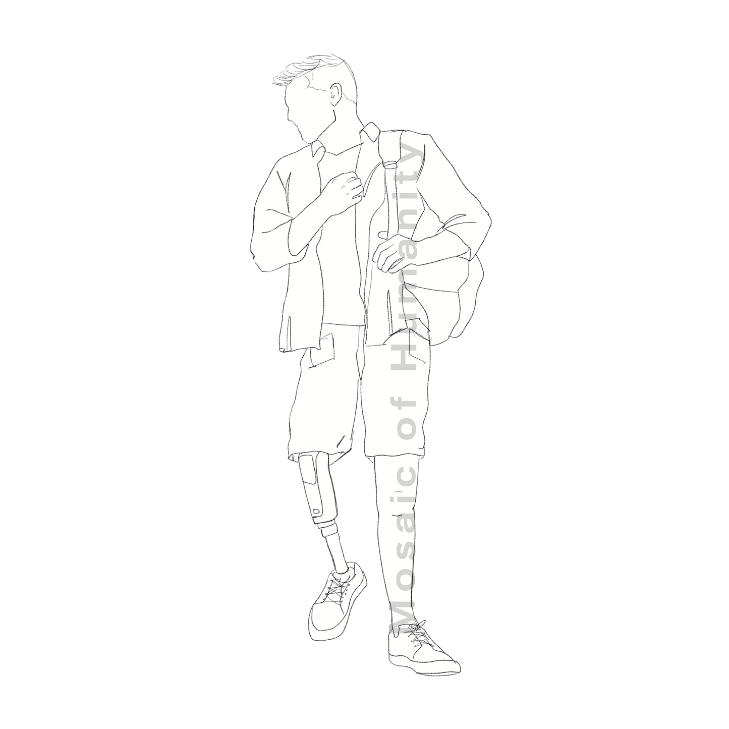 human with prosthesis walking