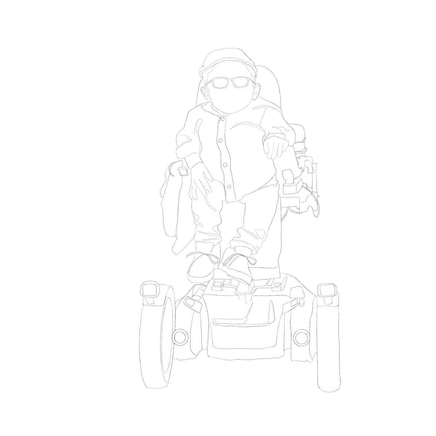 human with electric wheelchair
