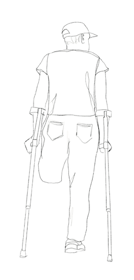 human with crutches