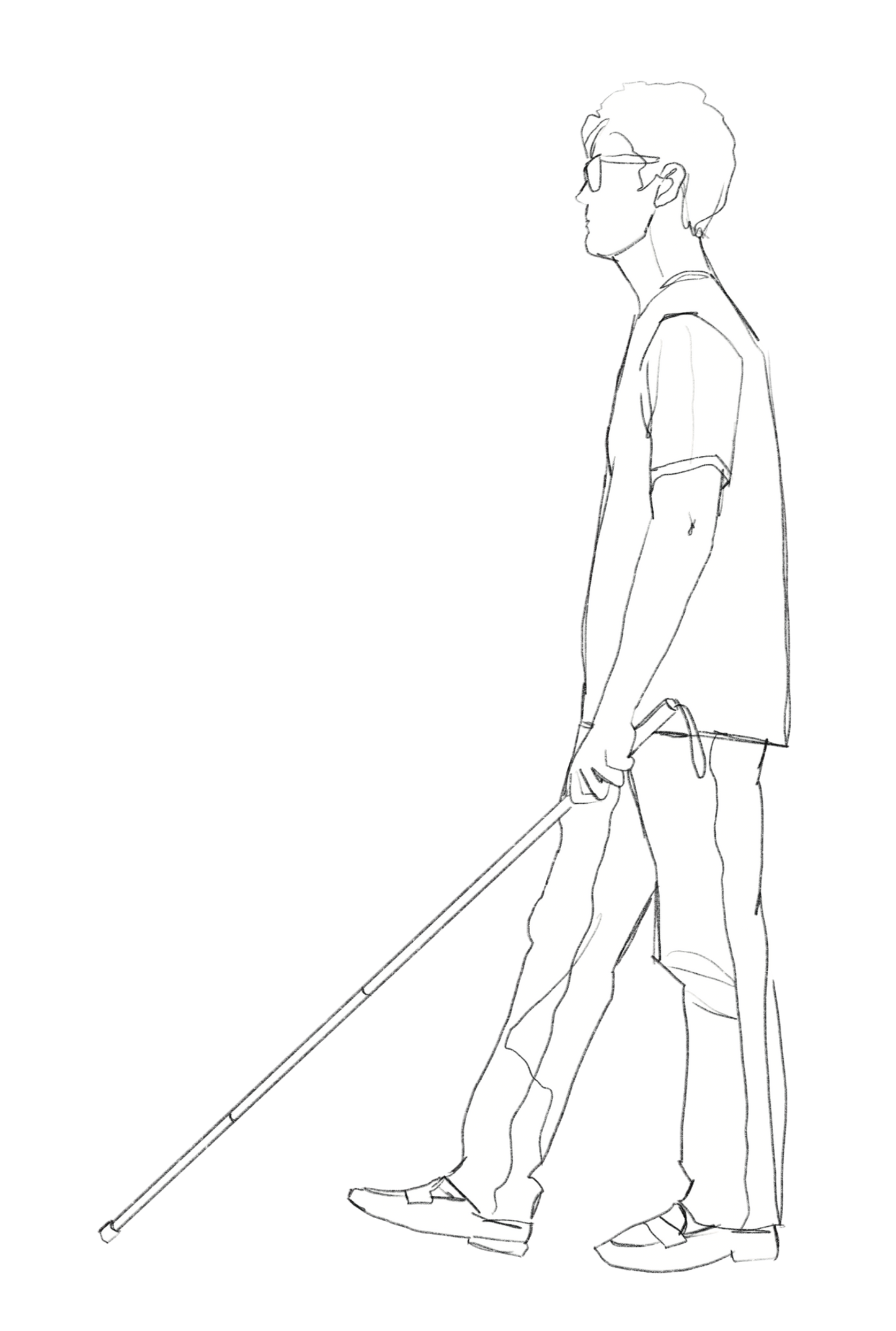 blind human walking
