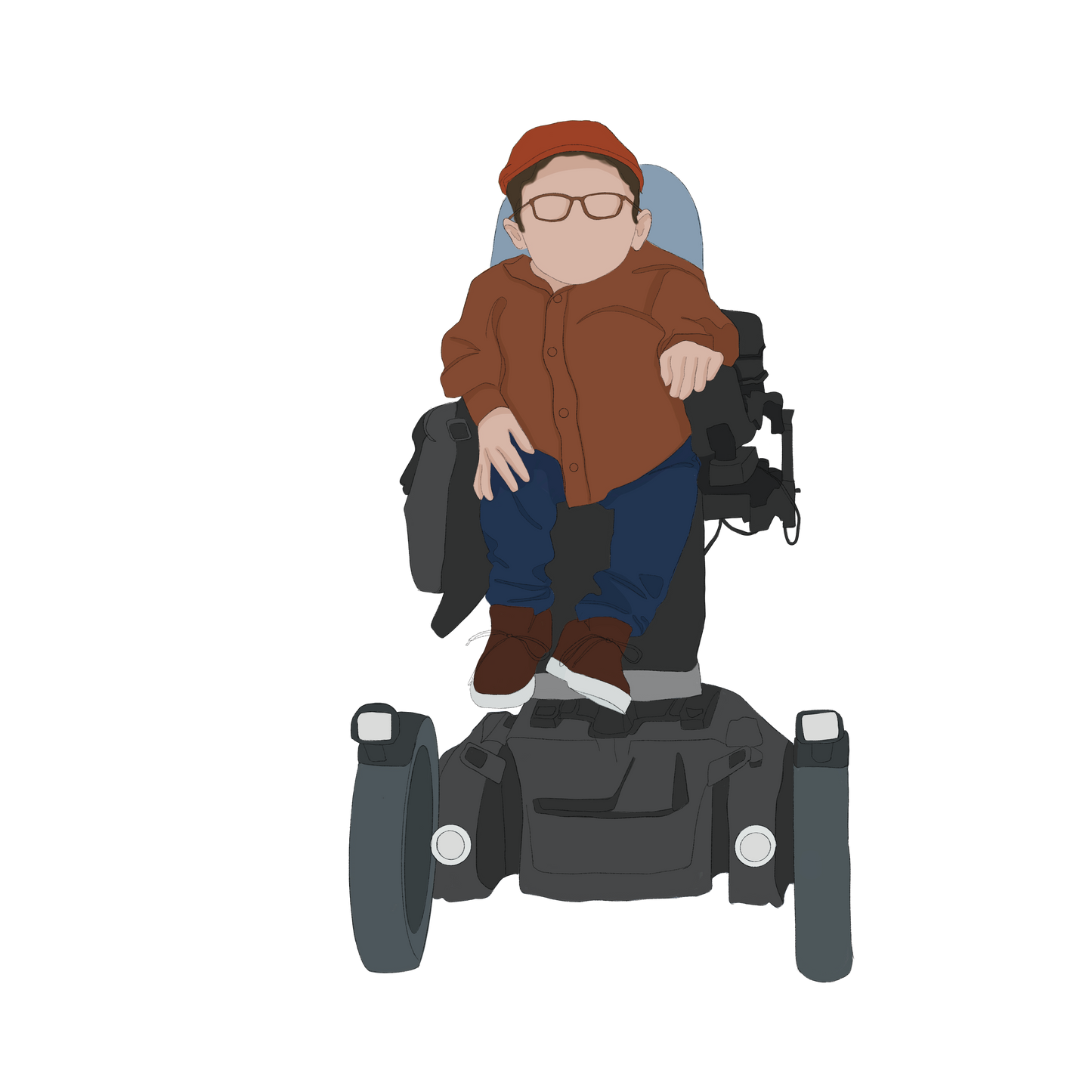 human with electric wheelchair