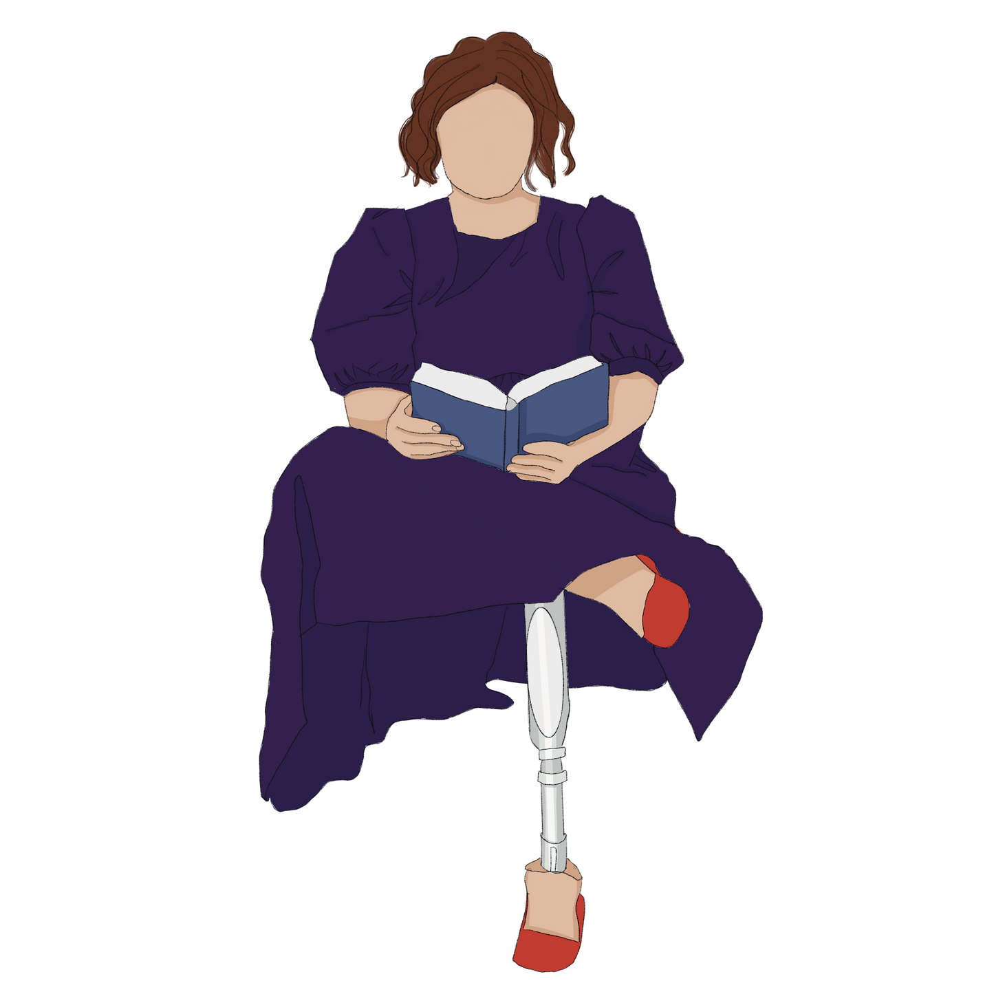 human with prosthesis reading