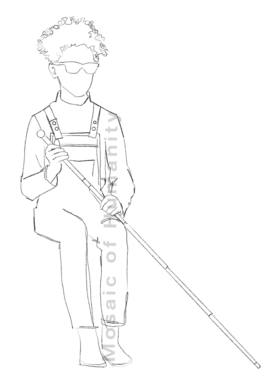 blind human sitting