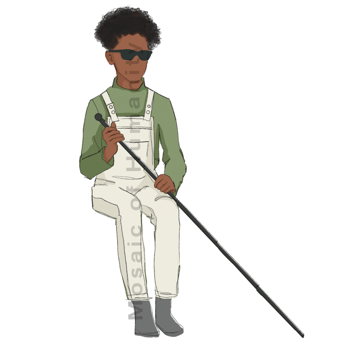 blind human sitting