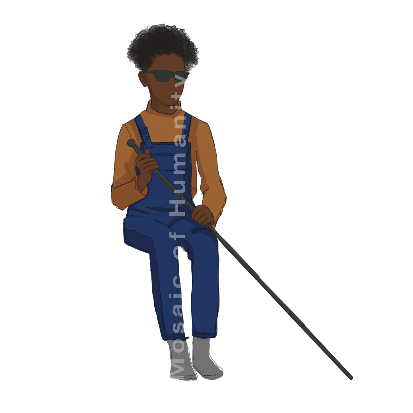 blind human sitting