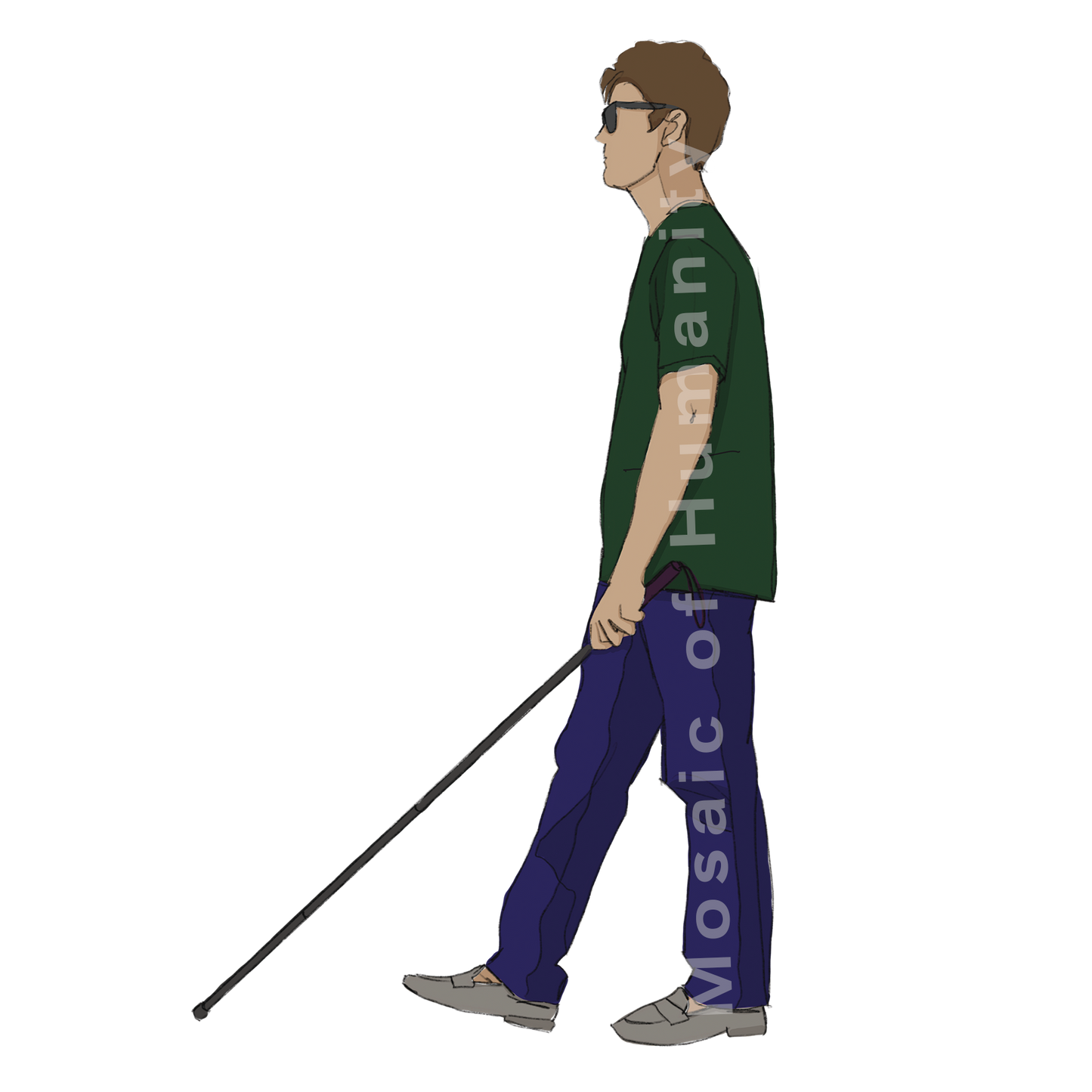 blind human walking