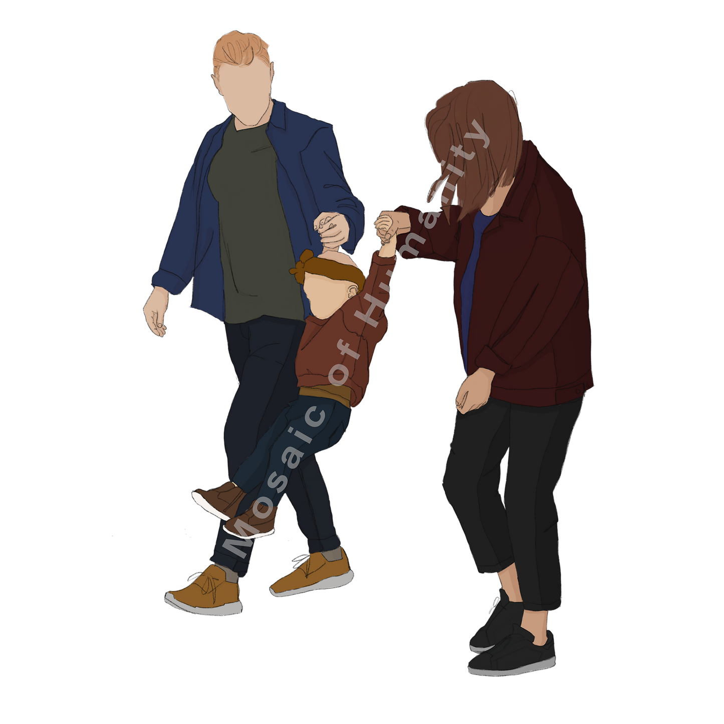 couple walking with child
