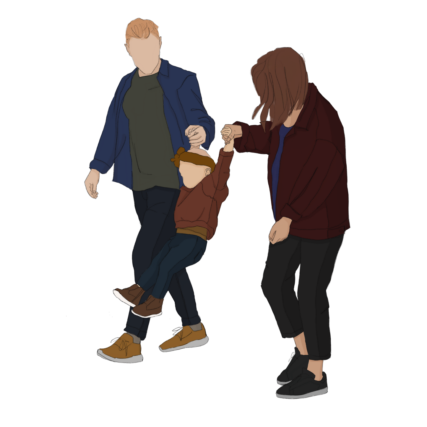 couple walking with child