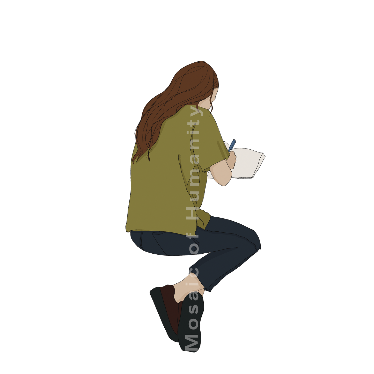 human studying with books