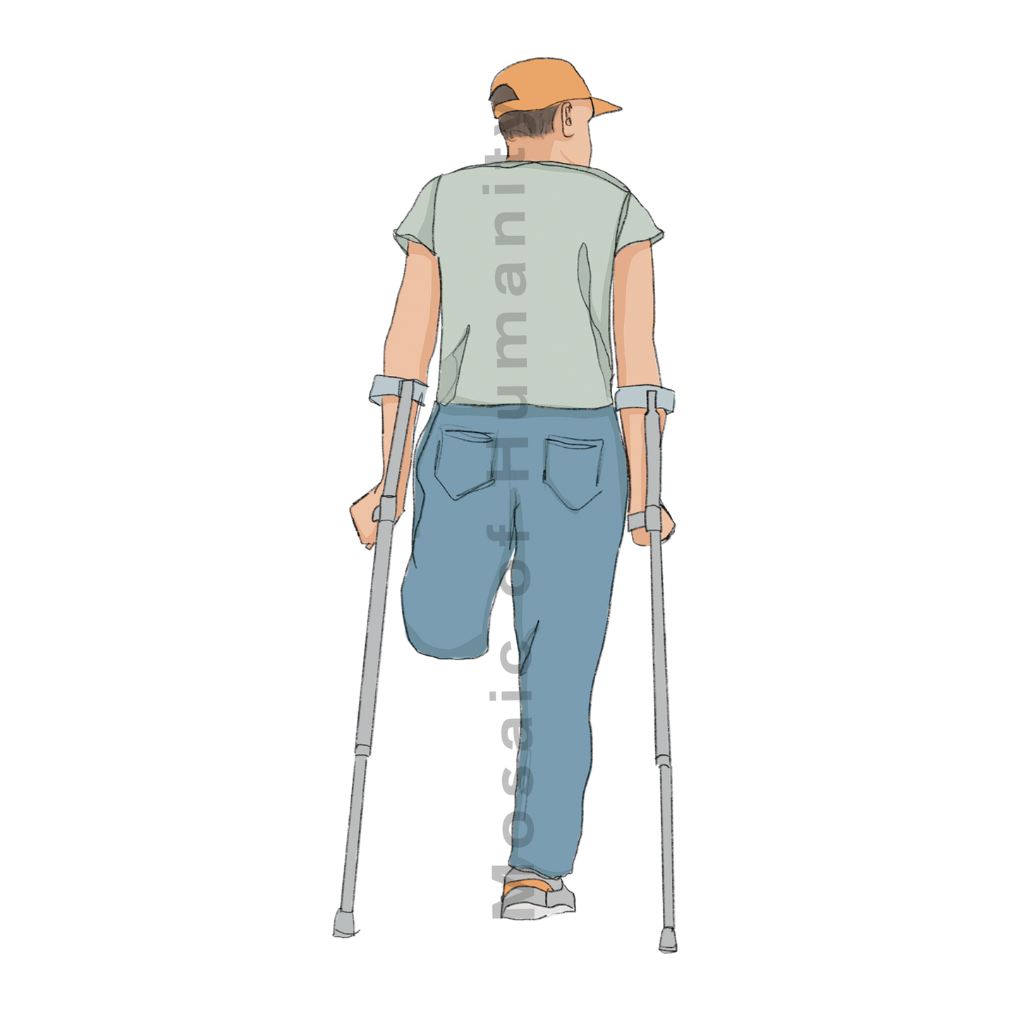 human with crutches