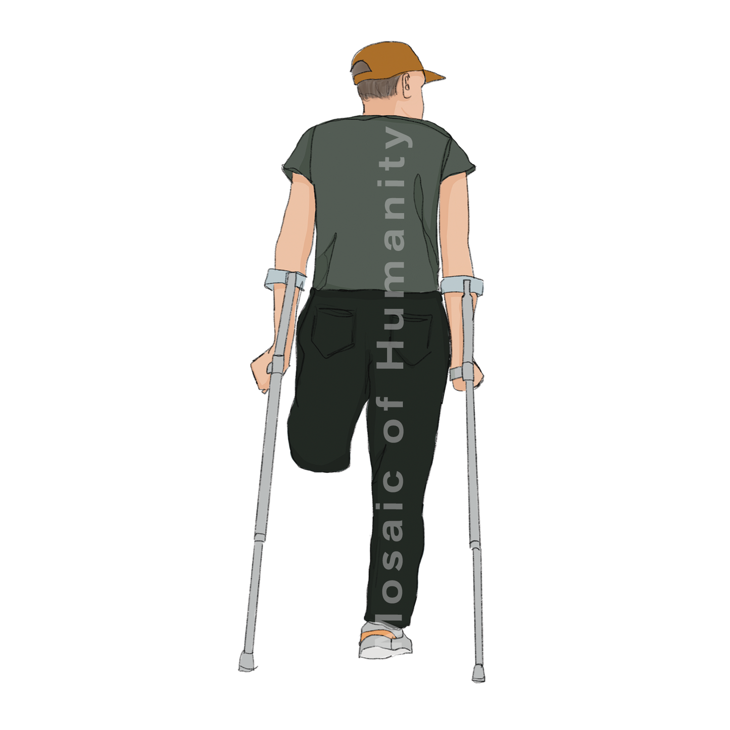 human with crutches