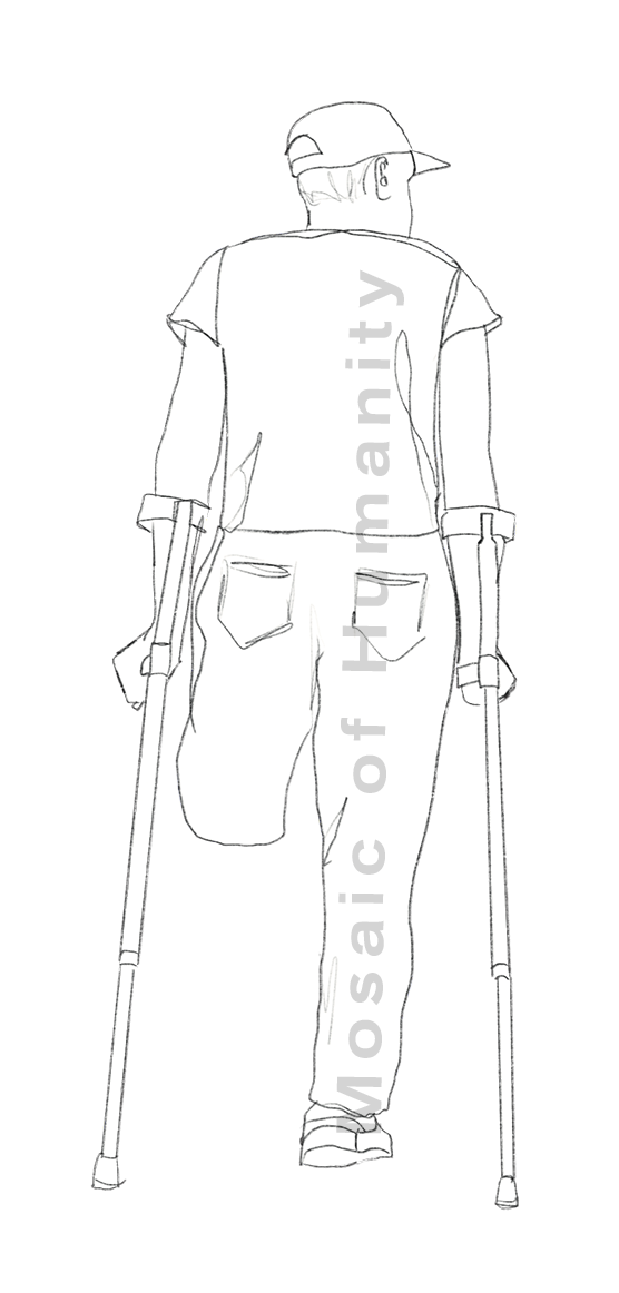 human with crutches