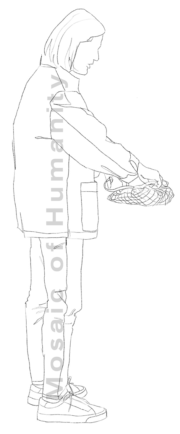 human with groceries