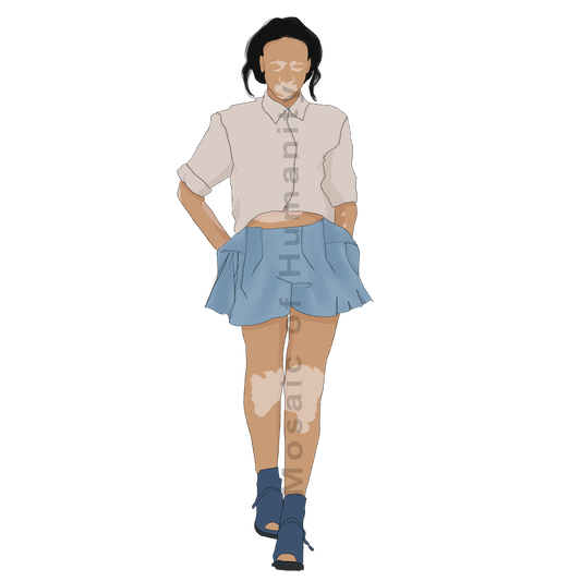 human walking with pigment disorder