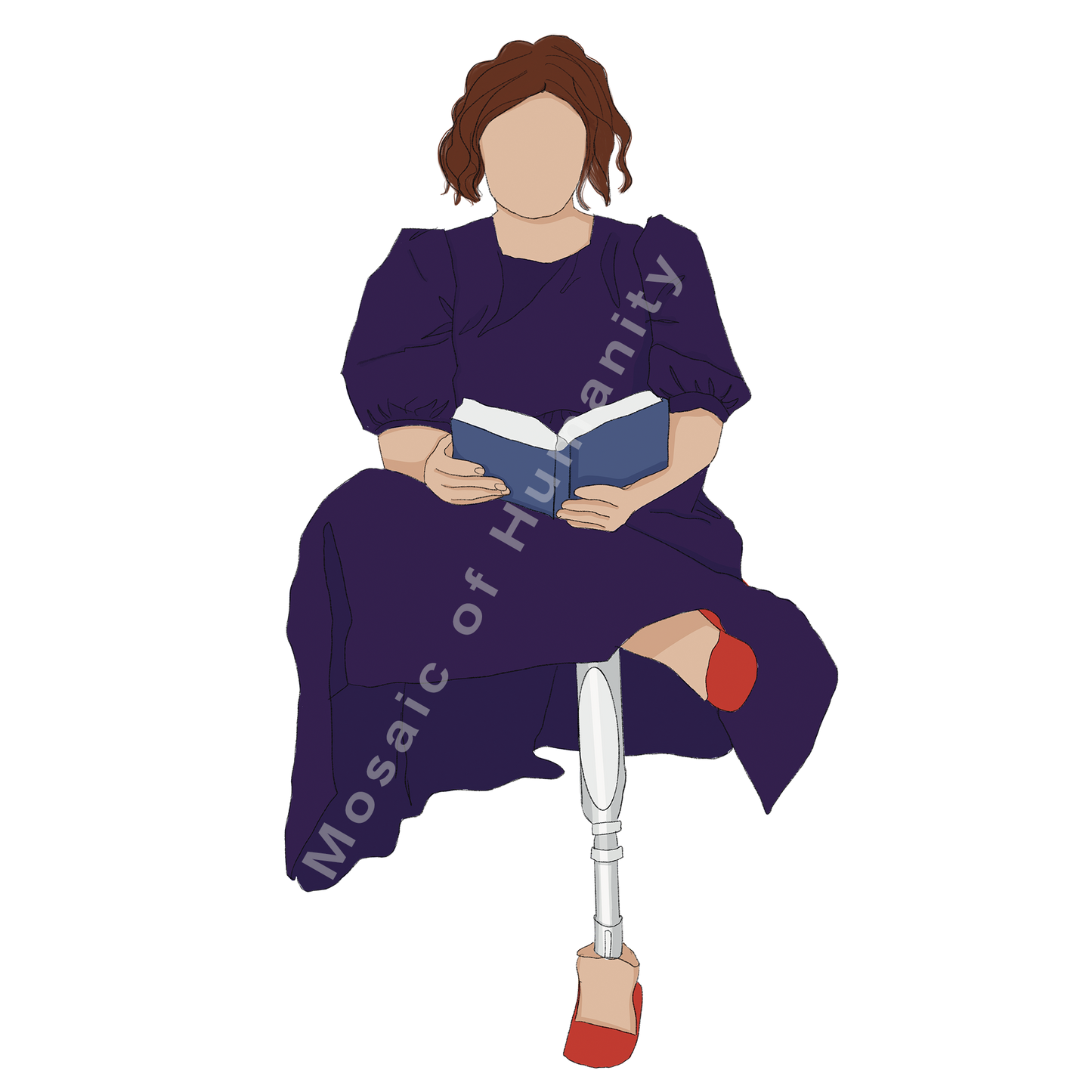 human with prosthesis reading