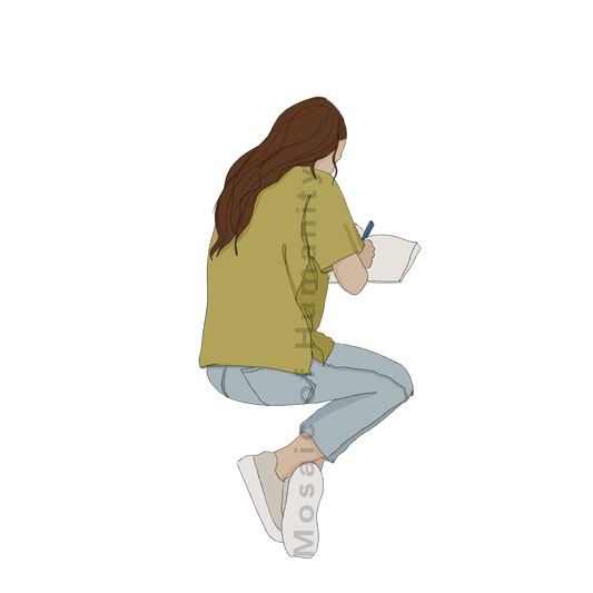 human studying with books