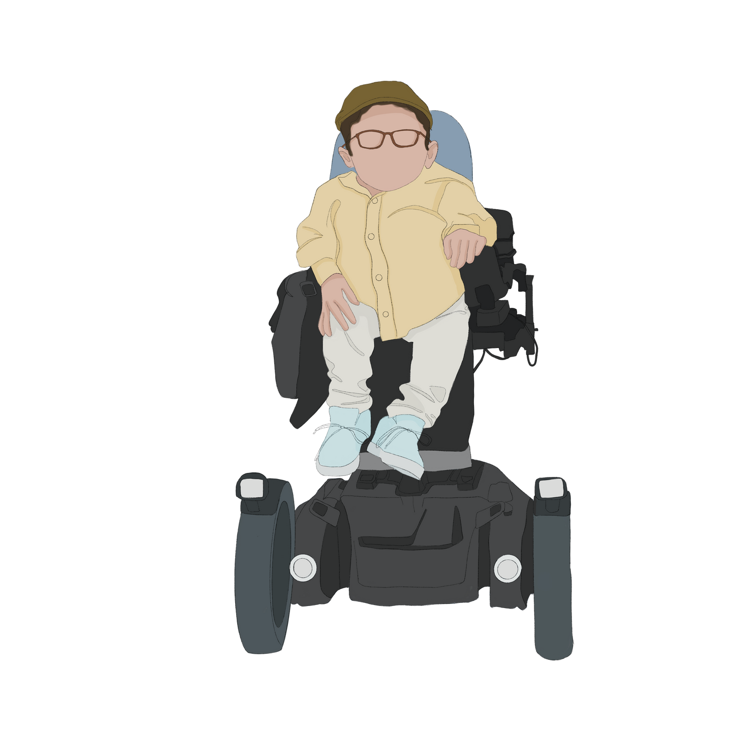 human with electric wheelchair