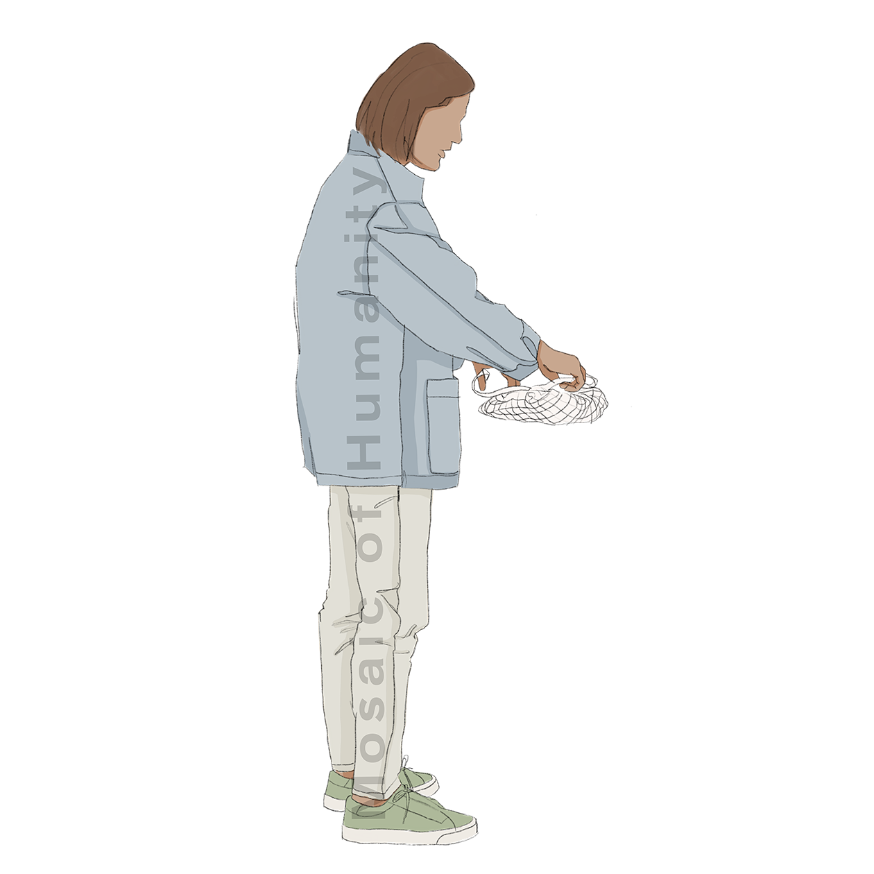 human with groceries