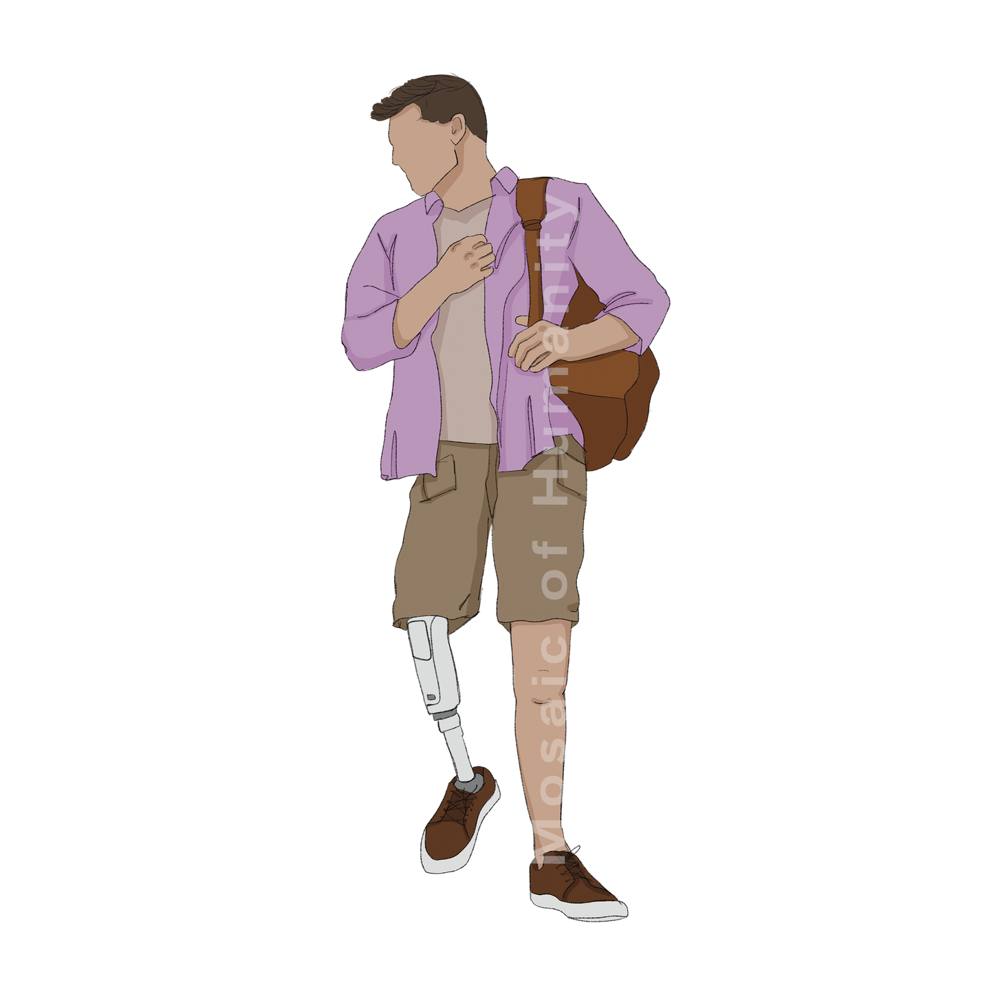 human with prosthesis walking
