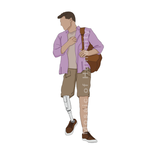 human with prosthesis walking