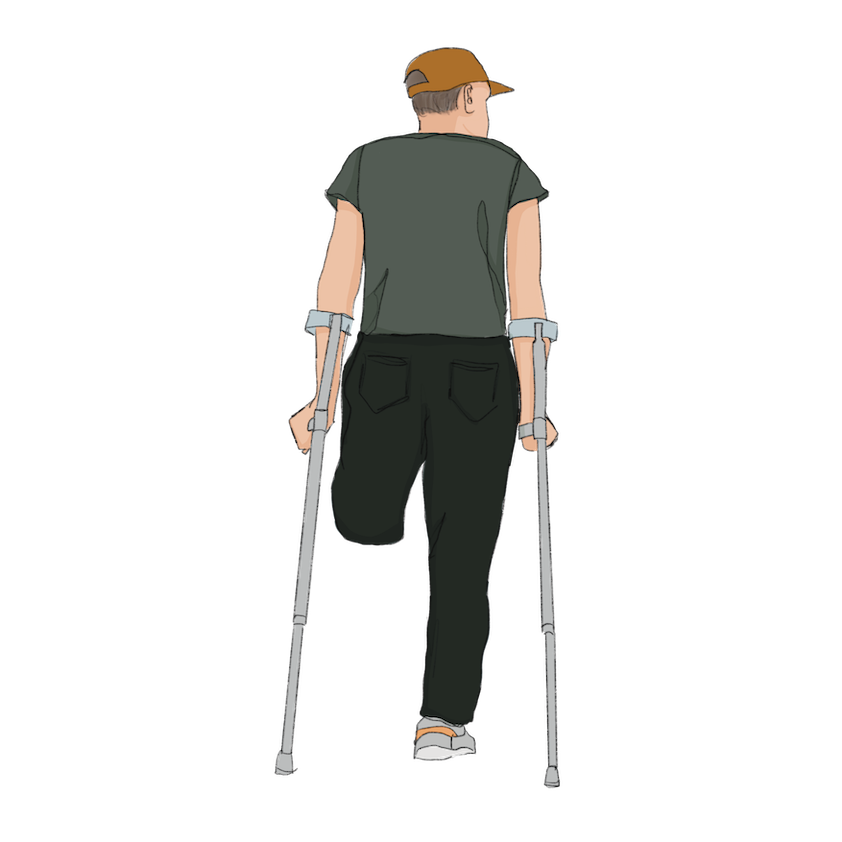 human with crutches