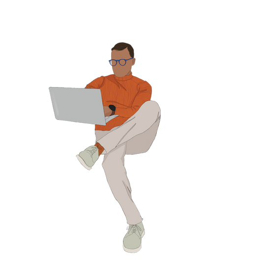human with laptop