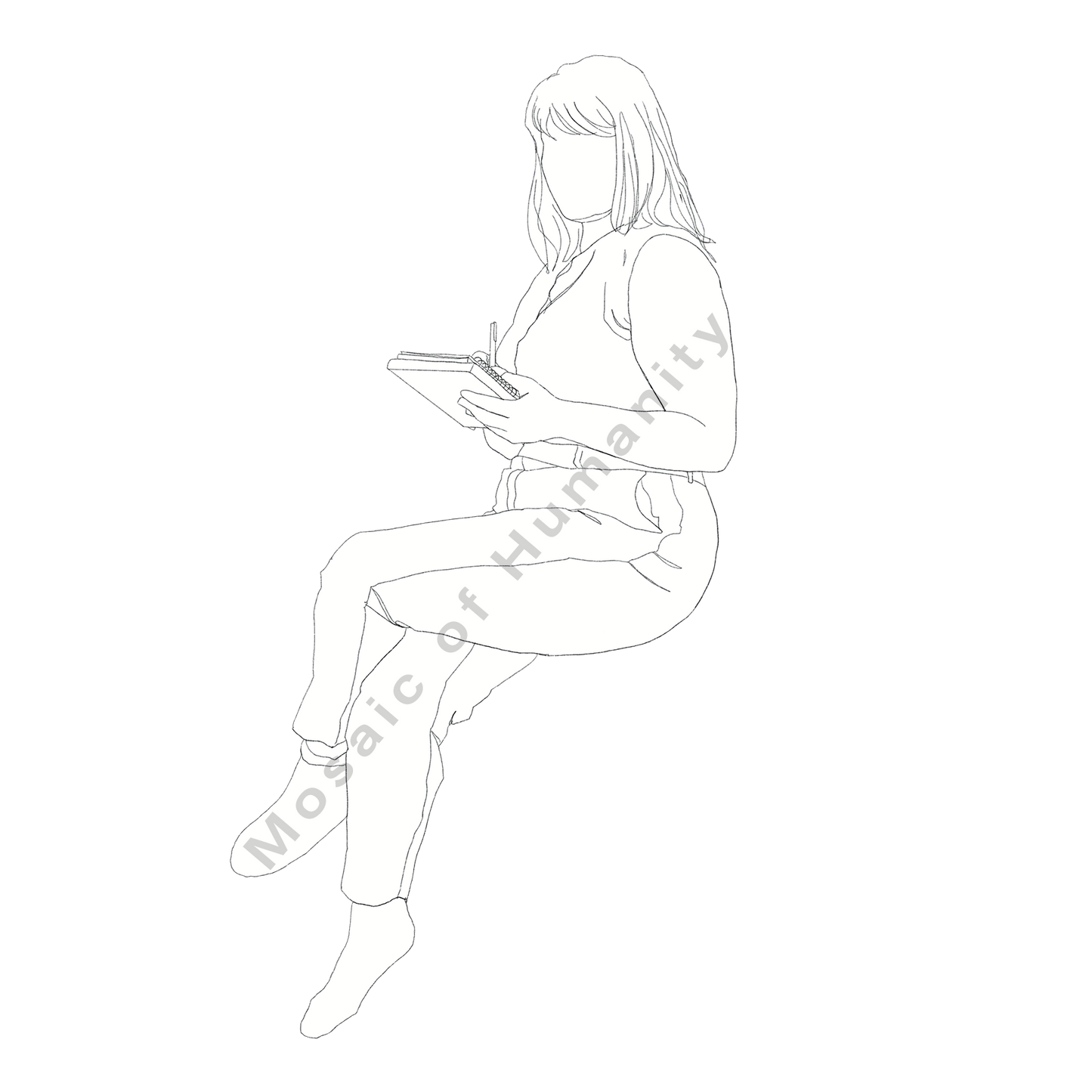 sitting human with book